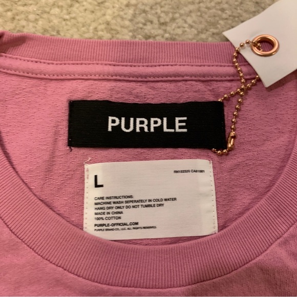 Purple Brand Bleached Pink Short Sleeve T-Shirt Size Large L Dropped Fit - Picture 2 of 10